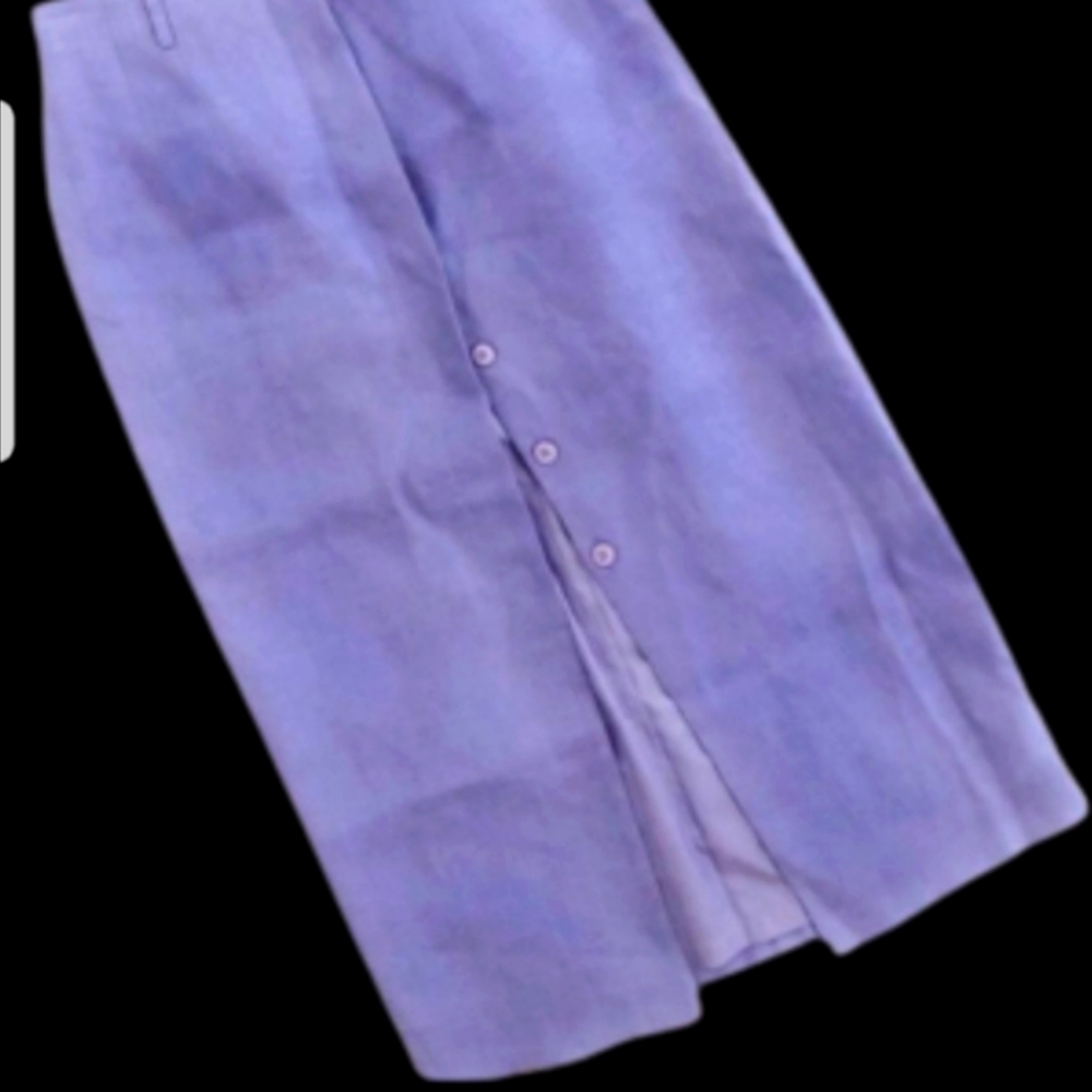 Talbots linen lavender Midi Skirt with Buttons size 12